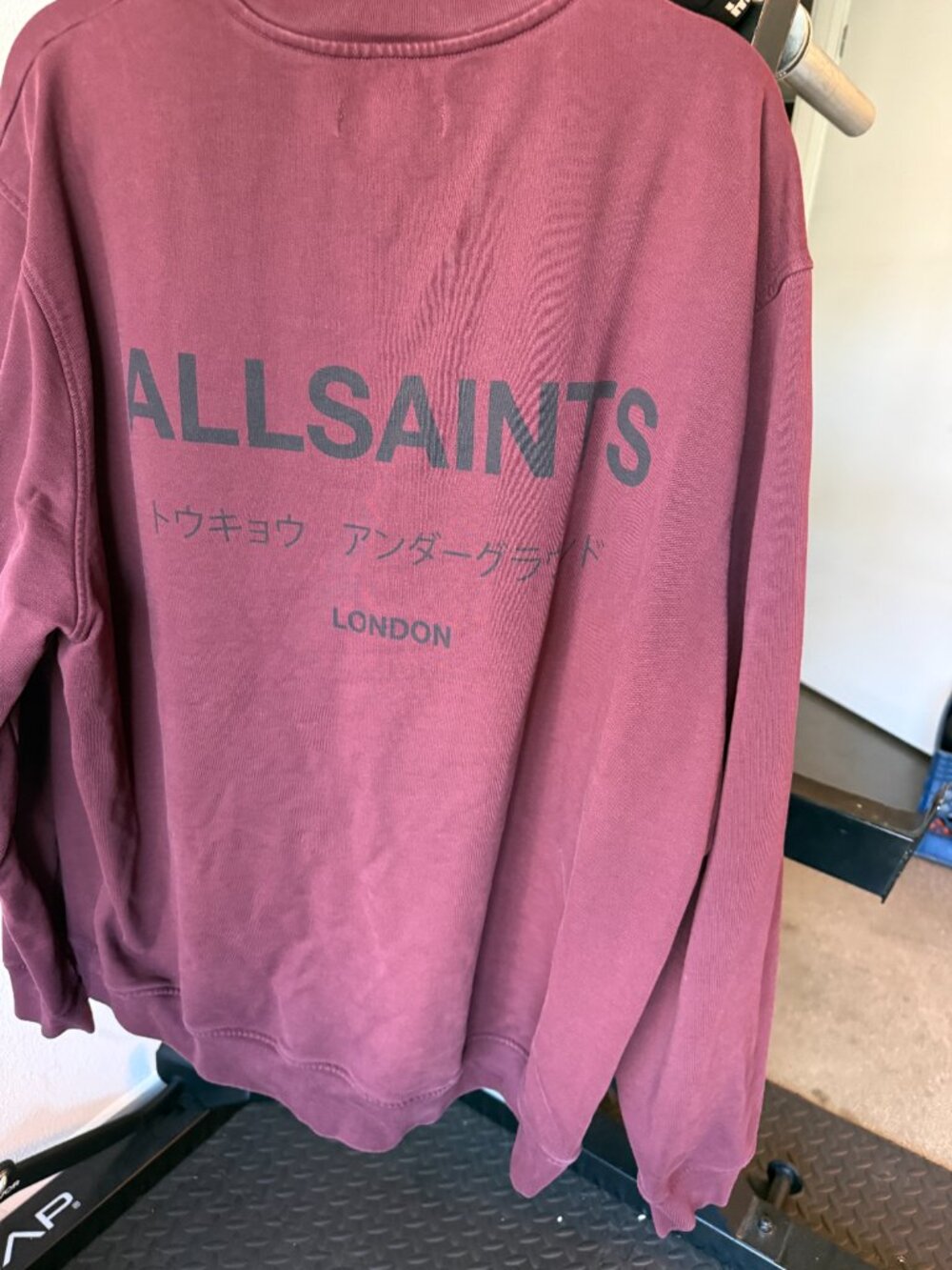 AllSaints XXL Burgundy Graphic Crewneck Sweatshirt Tokyo Underground